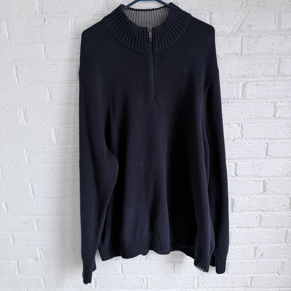 Men's Eddie Bauer 3XL Long Sleeve Pullover Fleece 1/4 Zip Navy Blue - Picture 1 of 8